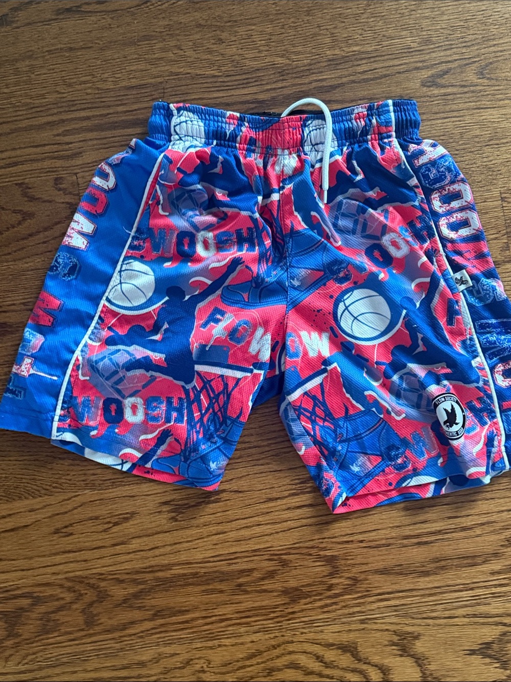 Kids Blue & Pink Basketball Print Athletic Shorts FLOW SOCIETY